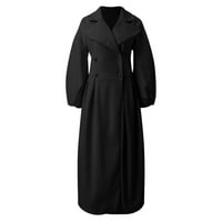 Ženska zimska solidna topla dugačak kaput rever vunena odjeća plus veličina jakna zadebljala poslovni