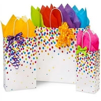 Pakovanje od 125, asortiman Rainbow Confetti Reciklirane torbe za kupovinu Rose, Cugue i Vogue Made u SAD-u
