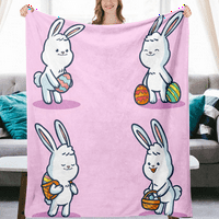 DiCasser Happy Usched Bunny bacajte pokrivač s jastukom poklopac simpatičnih udobnih mekih ćebad za