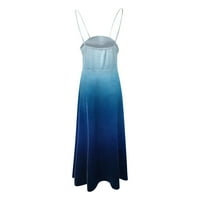 Haljine za žensko čišćenje Žene Ljetni modni ležerni ispisani suspenders Labavi ljuljački haljina Sky