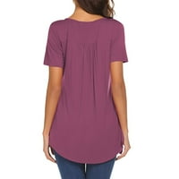 APEPAL Womens Ljeto plus veličine Tunic vrhovi kratkih rukava Bluze casual cvjetne Henley majice