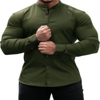 Paille muškarci Čvrsta boja obične tucijske košulje Ležerne prilike za poslovne majice Up Party bluza Green XL