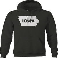 Iowa State Mapa USA Domaći hod Hoodie za velike muškarce 3xl tamno siva
