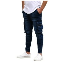 Ljetne štedne klirence teretna hlače za muškarce Muške modne čvrste trake u ruci u nemiru s ulicom Jeans