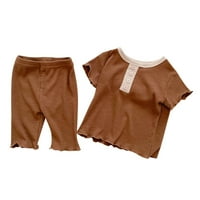 Rovga Boy Outfit Dečice Toddler Baby Girls Ribbed Patchwork kratki rukav rukavac bluza na majici Tors