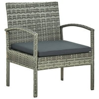Salf thelso popločani bistro Set stakleni stolni stol za kavu i fotelje sa jastukom sivi poli Rattan
