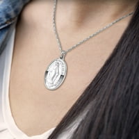 Polirano srebrne srebrne velike čudesne Djevičanske marijske privjeske ogrlicu, veličina