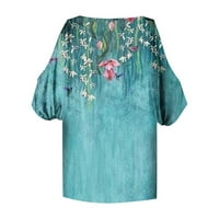 Hladno rameni vintage cvjetni vrhovi za žene Ležerne prilike ljetni kratki rukav prekrivač s prednjim