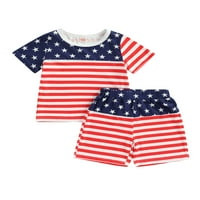 GENUISKIDS 4. jula Toddler Baby Girl Boy Ljeto odijelo Neovisnosti Dan Ispis majica kratkih rukava +