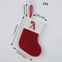 7.1 Mini božićne čarape, crvene pletene vezene Xmas čarape klasično personalizirano slovo Čarapa za