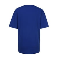 TKLPEHG kratki rukav na vrhu Leisure Majica s kratkim rukavima Odštampani grafički vrhovi TEE labav bluza Ljetni praznici za žene Crewneck Trendy odjeća udobna plava l