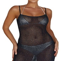 Coduop Ženski kukičani pleteni kupaći kostim Up Maxi haljina High Split FinGnet duga haljina bikinija