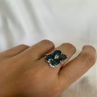 Carillon London Blue Topaz prsten, klaster dragog kamenja 3. CT Sterling srebrni prsten za žene, Veličina prstena: 9