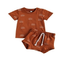 Novorođenčad dvodijelna odjeća set s kratkim rukavima na vrhu sunca za sunčanje + kratke hlače za dječje