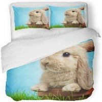Posteljina seta siva zec baby zec u travi Zelena slatka divljim životinjama Spring Your Charm Twin Veličina prekrivača sa jastukom za kućnu posteljinu ukras za krevet