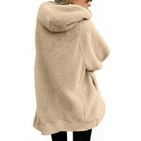 Nizine žene zimski patentni zatvarač Fluffy fleece jakne kaput od papirne boje kapuljače Kardigan labavi