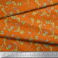Soimoi narančasta teška satenska tkanina umjetnička lišća ispis tkanine sa dvorištem širom