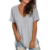 GDFUN Žene Casual Comfort V-izrez Solid Colore Lable Soft Top Plus size Bluze Thirts Majice za žene