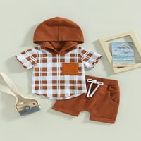Sunsery Baby Boy odjeća, kratki rukav karirani karirani ispis labava majica + hlače za izvlačenje sa