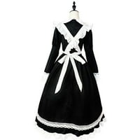 Jesenske haljine za žene Tradicionalna sobarica čipka za čipku s kratkim rukavima francuska sluškinja