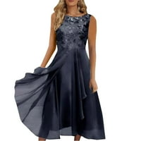 Ženske ljetne haljine šifon patchwork okrugli vrat Seckin Print Maxi duga haljina