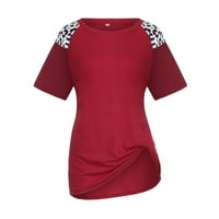 Ženska leopard Tisak boja blok raglan rukav majica plus veličine Kink Top dugih rukava za žene Trendne