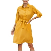 Daznicono ženska modna casual V-izrez na pola rukava na rukavu Otvorena stražnja košulja žuta m