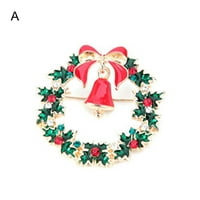 Božićni broš svečana emajla šareni sjajni reč za nošenje u obliku salveta NOVO Godina poklon Bell vijenac