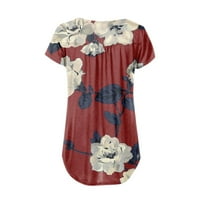 Bicoasu ženska ljetna blusa casual s kratkim rukavima V izrez košulja labavi tiskani lisicani tunični vrhovi za žene za žene 5xl