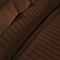 Knezna lista sa zatvaračem sa zatvaračem Pokrivač za zatvaranje - egipatska pamučna i navoja Posteljina za posteljinu - montirajte do 14 duboki džep - čokoladna pruga, veličine Twin-XXL