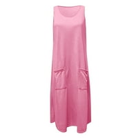 Haljina za ženska modna casual čvrsta boja okrugla vrata bez rukava bez rukava bez rukava