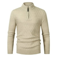 SNGXGN muške kabele kabel pamuk pamuk pletene pulover Soli džemperi za muškarce, sive, veličine l