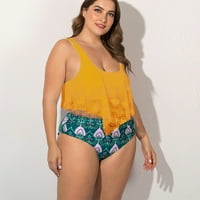 Yubnlvae kupaći kostimi za plažu Velike žene Print Fashion Dvije kupaći kostimi za kupaće kostim u tankeni