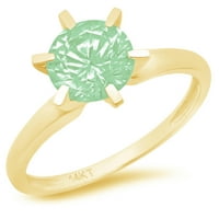 2.5ct okrugli rez zeleni simulirani dijamant 14k žuto zlato ugraviranje izjava bridalna godišnjica angažman