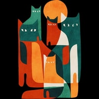 Cat Cat Cat Boys Crna grafički tee - Dizajn od strane ljudi XL