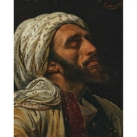 Horace Vernet crni ukrašeni drveni drveni okviri Double Matted Museum Art Print pod nazivom - Portret arapskog muškarca