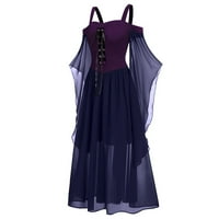 Plus veličine haljine za čišćenje za žene Čvrsto hladno ramenice čipke za Halloween Patchwork mrežica Halter ramena haljina za curenje