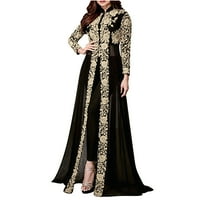 Dvije odijelo za ženske ležerne čipke patchwork stalke ovratnike haljine s dugim rukavima i hlače srednjovjekovna