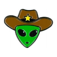 Alien Cowboy Enamel Pin - Novelty Funny Cool Alien, mržnja - Slatka emajl rever PIN - 1 1,5