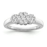 Fini nakit Sterling Silver Diamond Klasterski prsten, veličina 7