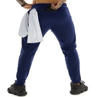 Justvh Muški srednji struk za crtanje multi-džepa Skinny Sportny pantalone