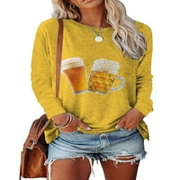 Luxplum ženske vrhove majica s dugim rukavima pivo mjehurić za ispisu majica Basic Tee radna bluza tunika