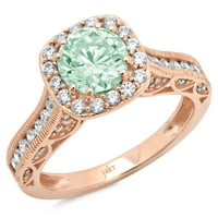 2.7ct okrugli rez Zeleni simulirani dijamant 18k 18K ruža Gold Anniverment Angagement Halo prsten veličine 9.25