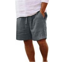 Popust Bermuda kratke hlače za muškarce Čvrsti džep elastični struk ravne polovine šorc hlača Sport hlače tamno siva