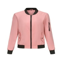 Paille dame bomber jakna dugih rukava sa dugim rukavima pune zip jakne obične fit bicikliste kaput ružičasta