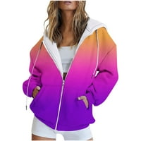Ženski zip up hoodie jakna zimska modna ležerna dukseva topla y2k vrhovi modni print zip hood dugih