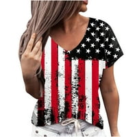 Ženske majice Ljeto Ležerne prilike kratkih rukava V-izrez TEE bluza 4th juli Patriotska tematska majica