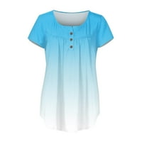 Bazyrey Womens Ljetni vrhovi Grafički tiskani bluza Ženka V izrez Casual Short rukava Labavi tunik T-majice