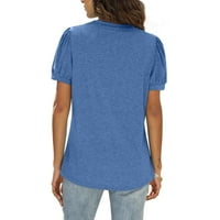 Outfmvch T majice za žene V izrez T majice za žene Solid Color Tops V izrez Ljetni petal rukavi kratkih
