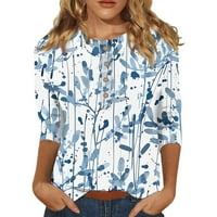 Dressy bluze za žene plus veličine rukava V rect Glepljenje grafičkih majica ili bluze Clearence Ležerne prilike ljetne bluze svijetlo plavi xl